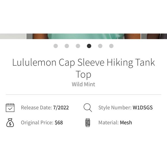 Lululemon Cap Sleeve Hiking Tank Top Mesh Breathable Gorpcore Workout womens 10 - Picture 14 of 14